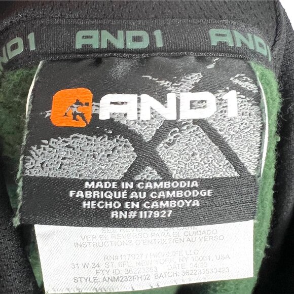 AND1 Green Basketball Baseline Hoodie Pullover XL Logo Patch Kangaroo Pocket - Picture 6 of 8